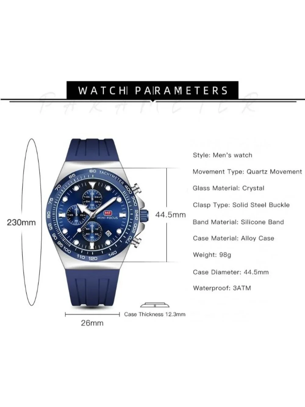 Men's Blue And Silver Analog Quartz Waterproof Chronograph Stylish Casual Watch